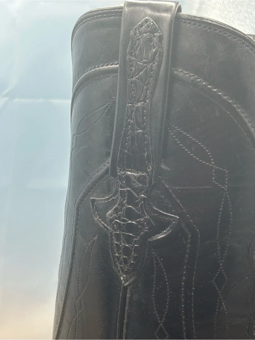 Lucchese Black Crocodile exotic Print men 8 cowboy boots
